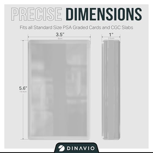 Dinavio Crafthouse PSA Graded Card Display Acrylic Case for Standard PSA and CGC Slabs - Slab Case - PSA Card Case - Graded Card Display Case - Updated Dimensions - Stand Included (White Border) - color: White Border
