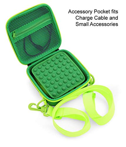 CASEMATIX Green Travel Case Compatible with Leapfrog Rockit Twist Handheld Game System - Includes Adjustable Shoulder Strap, Accessory Storage and Rubber Keychain - CASE ONLY