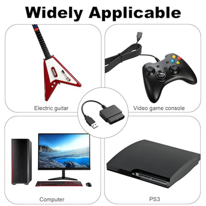 2Pcs PS2 Controller to USB Controller Adapter, Converter Cable | Compatible with Sony PlayStation PS1 PS2 Guitar Controller Gamepad to PC/PS3 [video game]