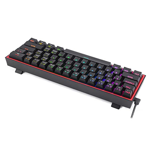 Redragon K617 Fizz 60% Wired RGB Gaming Keyboard, 61 Keys Hot-Swap Compact Mechanical Keyboard w/ 16.8M RGB Backlight, Red Inner Design, Programmable Linear Red Switch, Pro Software - color: Black (Red Inner)