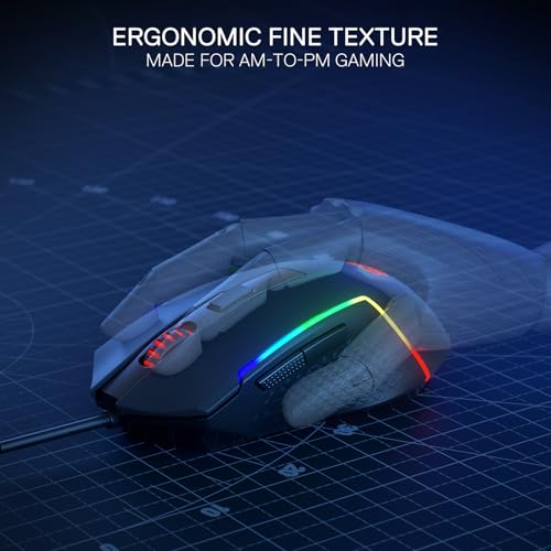 Redragon M616 Wired RGB Optical Gaming Mouse 10000 DPI Remapping Keys | Redefine Keybinding Macro, Vibing Backlight, Ergonomic Grip Body Comfort, Stable Lag-Free Connection Ready for FPS Battles