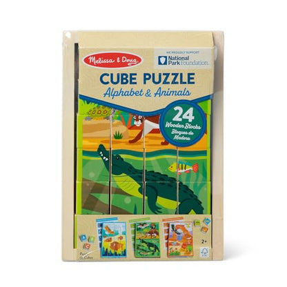 Melissa & Doug National Parks Alphabet & Animals 24-Piece Cube Puzzle (Everglades, Arches, Yellowstone) - FSC Certified