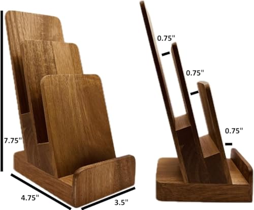 Distinguished 3-Tier Acacia Wood Literature Holder, Trifold Brochure Holder, Flyer Holder, Postcard Display and Countertop Wooden Display Stand [Pack of 2] - style: Acacia 2-Pack