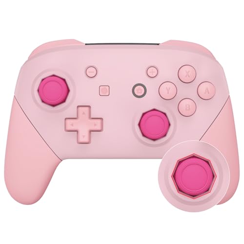 eXtremeRate Faceplate Backplate Handles Cover, Cherry Blossoms Pink & Puffy Pink Octagonal Gated Sticks Design DIY Replacement Grip Housing Shell for Nintendo Switch Pro Controller - No Controller - color: Cherry Blossoms Pink & Puffy Pink