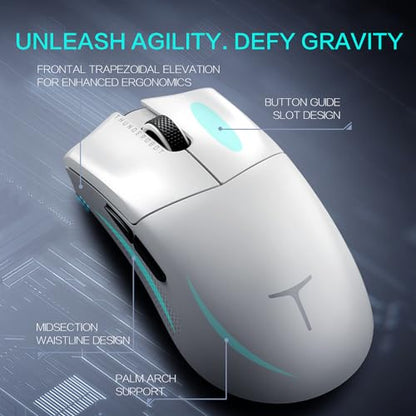 Thunderobot ML903 4K Souris Gamer Sans Fil avec Station de Charge RGB, Capteur Optique de 26 000 DPI,PAW3395,Longue Durée de Vie de la Batterie, Souris Ergonomique Sans Fil Pour PC, Mac - color: White
