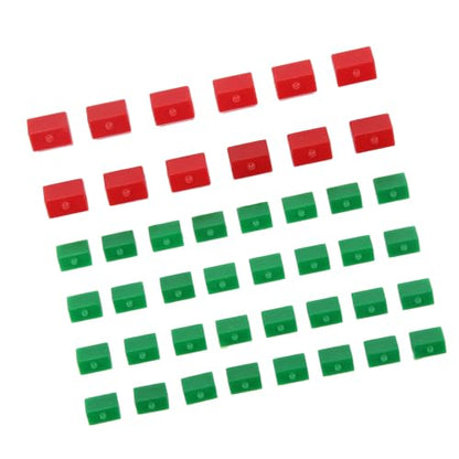 Replacement Pieces Houses Hotels Game Hotel 12 Red and 32 Green Plastic Piece Supplement Accessories Set of House Replacements