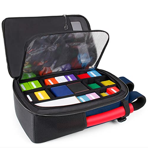 ENHANCE MTG Backpack TCG Card Storage - TCG Backpack for Deck Boxes, Sleeved Cards, Playmats, MTG Accessories - Customizable Organization Protected by Built-in Defender Screen - color: Dragon Blue