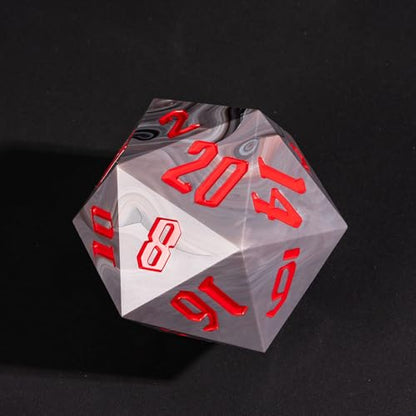 55mm 20 Sided DND Dice, Giant D20 D&D Polyhedral Dice Large D20 with Die Gift Box for D&D,RPG Table Games (Black with White/Red Number) - color: Black With White/Red Number