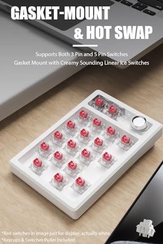 Gasket Creamy Mechanical Numpad Programmable Keypad RGB LED Backlit | Wireless 2.4G/Bluetooth 5.0/Wired USB-C Hot Swappable Macro Number Pad Rechargeable Numeric Keyboard Metal Knob for Win/Mac - color: Mint
