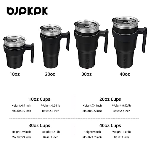 BJPKPK 10 oz Mini Tumbler with Lid, Straw & Handle, Insulated Steel Cup | Small, Spill Proof, Leak Proof, Thermal, Double Wall Vacuum, Sweatproof, Dishwasher Safe, BPA Free, Black - color: Black, size: 10 Ounces