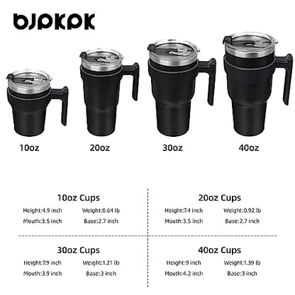 BJPKPK 10 oz Mini Tumbler with Lid, Straw & Handle, Insulated Steel Cup | Small, Spill Proof, Leak Proof, Thermal, Double Wall Vacuum, Sweatproof, Dishwasher Safe, BPA Free, Black - color: Black, size: 10 Ounces