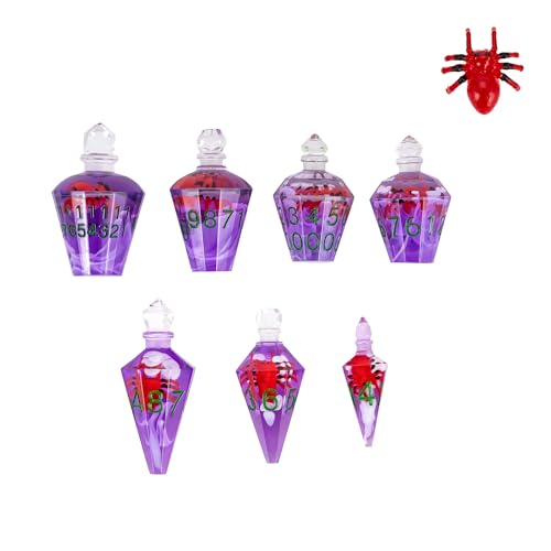 7PCS Potion DND Dice Set,Transparent Sharp Edge Die Set D&D RPG Polyhedral Dice,for Dungeons and Dragons TTRPG Games Roleplaying Games.(Purple with Spider) - color: Purple With Spider