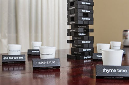 ShouldWeDrinkTonight Tipsy Tower Ultimate Drink Tower Stack Party Game – The Tipsy Tumbling Tower Ice Breaker Game - 54 Blocks with 35+ Drunk Rules and Games. Hilarious Combo of Classic and Modern!