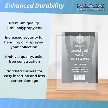 Max Protection Notched Penny Sleeves - 100ct Packs - Easy Glide Notched Card Holders- Premium, Acid-Free & Archival Safe Protection for Trading/Sports/Collectible Cards (2000 Sleeves) - size: 2000 Sleeves