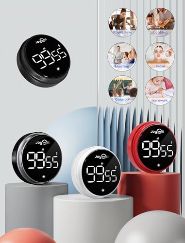 JOYHILL Digital Kitchen Timer, Large LED Display with Magnetic Countdown 3 Volume Levels, Ideal for Cooking Classroom Studying Fitness, Timer for Kids and Seniors Red