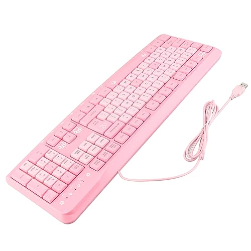 ANGGREK Silent Keyboard Mechanical Keyboard Membrane USB Wired 104 Keys QWERTY with Adjustable Bracket for Laptop Home Office Gaming (Pink) - color: Pink