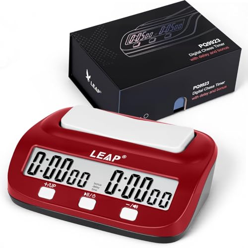 LEAP Chess Clock Digital Chess Timer Professional for Board Games Count Up/Down Timer with Alarm,Bonus and Delay Features, Easy to Setup (Red/Black) - color: Red/Black