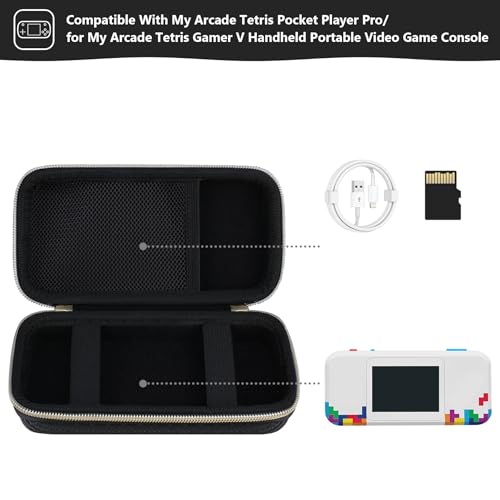 Supmay Hard Travel Case for My Arcade Tetris Pocket Player Pro, Strategic Puzzle Games, Portable Video Game System Handheld Game Protection Case with Mesh Pocket for Batteries and USB Cable, Black - color: Black Star