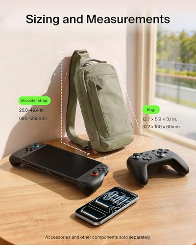 Belkin Nintendo Switch 2 Carrying Case, Sling Crossbody Travel Bag | Lightweight Crossbody Travel Bag with Stowable Crossbody Strap, 10 Game Card Storage, Soft Interior, Fits 2 Pro Controllers - color: Olive