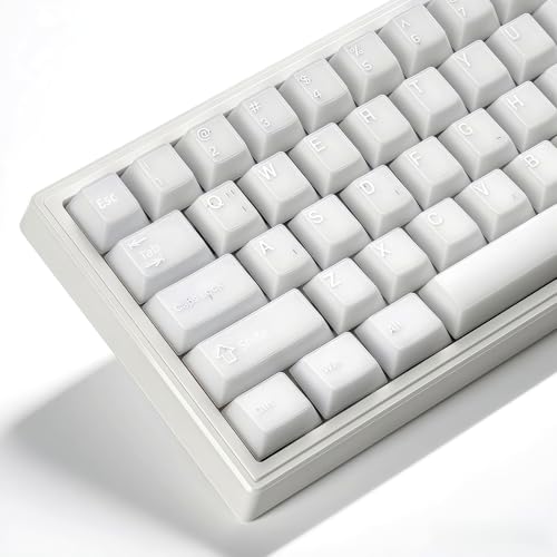 dagaladoo Double Shot PBT keycaps,White Jade, Cherry Profile Keycaps Set | 121-keys Jelly style Custom keycaps full size for 60% 65% 75% 100% Cherry-MX switch Mechanical Keyboard - color: White Jade