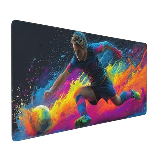 Large Gaming Mouse Pad and Desk Mat, Soccer Action Design, Non-Slip Base, 35.4 x 15.7 Inches, for PC, Laptop, Office, and Gaming Setup - color: Football Actions