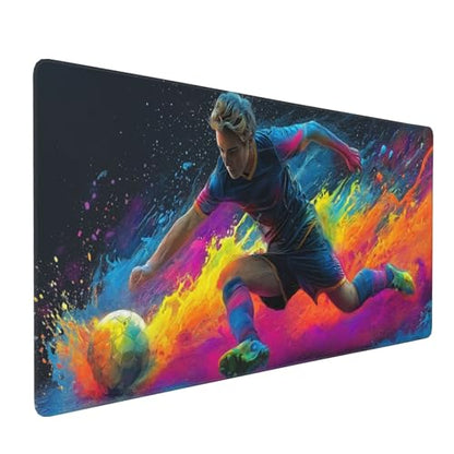 Large Gaming Mouse Pad and Desk Mat, Soccer Action Design, Non-Slip Base, 35.4 x 15.7 Inches, for PC, Laptop, Office, and Gaming Setup - color: Football Actions