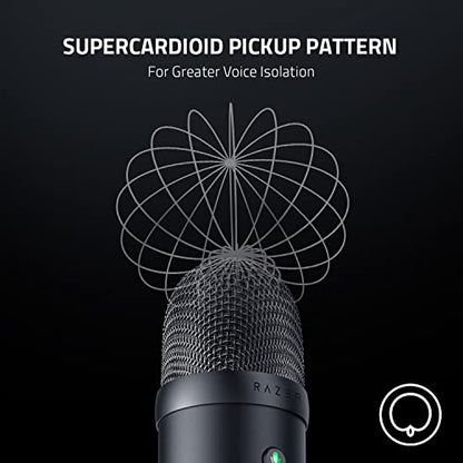 Razer Seiren V2 X USB Condenser Microphone for Streaming and Gaming on PC: Supercardioid Pickup Pattern - Integrated Digital Limiter - Mic Monitoring and Gain Control - Built-in Shock Absorber