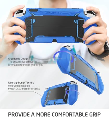 Mumba Dockable Case for Nintendo Switch OLED 2021, [Blade Series] TPU Grip Protective Cover Accessories Compatible with Nintendo Switch OLED 7 Inch and Joy-Con Controller (Navy) - color: Navy