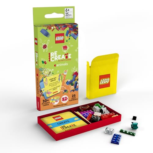 LEGO Recreate Activity Cards – Animals | Creative Building Game with 30+ Activity Cards & 25 LEGO Elements | Ages 6+ - style: Animals
