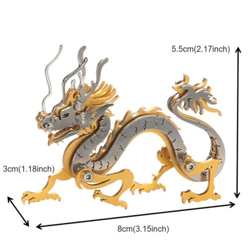 Zodiac Dragon 3D Metal Jigsaw Puzzle, Silver, 51 Pieces | DIY Games, Stainless Steel, Handmade Model Kits, Building Blocks Assembly, Gift for Adult - color: Zodiac Dragon Silver