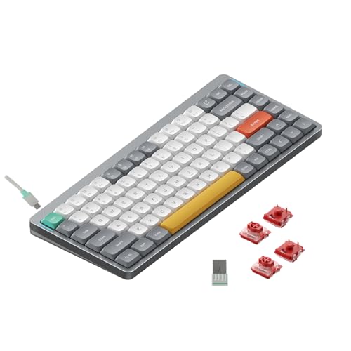 nuphy Air75 V2 Portable 75% Mechanical Keyboard,Wireless Keyboard,Supports Bluetooth/2.4G/USB-C RGB Bluetooth Keyboards,Compatible with Windows/Mac OS/Linux Systems Grey-Gateron Cowberry Switch - color: Grey, size: Gateron Cowberrry Switch