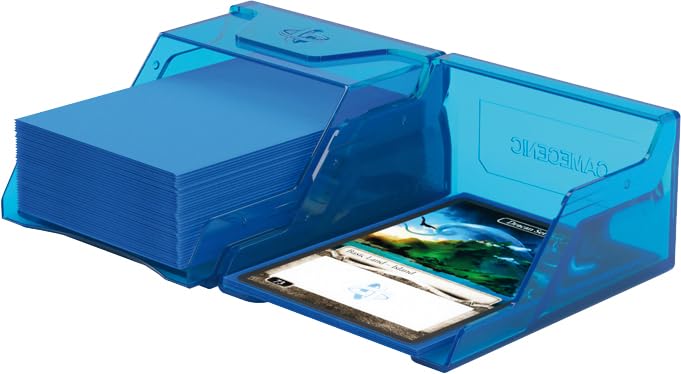 Gamegenic Bastion 50+ XL Deck Box - Compact, Secure, and Perfectly Organized for Your Trading Cards! Safely Protects 50+ Double-Sleeved Cards, White Color, Made - color: Blue