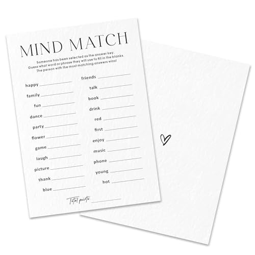 Party Games for Adults & Birthday Games for Bachelorette, Office – Mind Match - 30 Pcs Ice Breaking Cards, Add Laughter and Conversation to Any Celebration (5" x 7")- A05 - color: Mind Match