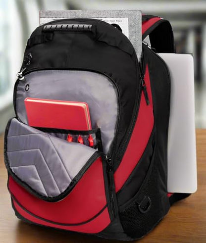 Broad Bay College Logo Backpack | Official Logo, Padded Laptop Computer Section, Premium 600 Denier Nylon Fabric, - color: Red