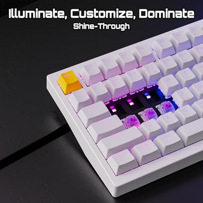 LEMOKEY P1 HE 75% Wireless Custom Mechanical Gaming Keyboard with Gateron Double-Rail Magnetic Switches Knob Version, QMK 2.4 GHz Bluetooth 5.2 RGB Backlight Compatible with Mac Windows Linux - White - color: Shine-Through-White