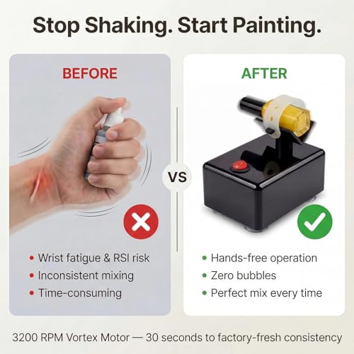 Electric Paint Mixer & Nail Polish Shaker - Professional Vortex Shaker Machine for Hobby Model Color, Lash Glue, Tattoo Ink - Continuous Liquid Mixer with Non-Slip Base - color: Black