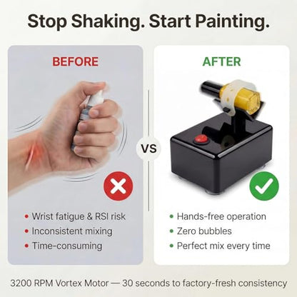 Electric Paint Mixer & Nail Polish Shaker - Professional Vortex Shaker Machine for Hobby Model Color, Lash Glue, Tattoo Ink - Continuous Liquid Mixer with Non-Slip Base - color: Black
