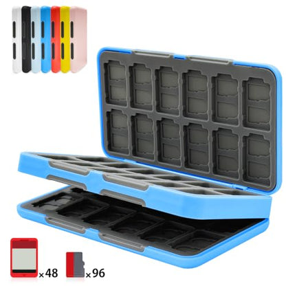 ONETIAOLONG Switch Game Case Holder for Switch 2 & OLED & Lite with 48 Cartridge Slots and 96 Micro SD Card Storage with Magnetic Closure,Protective Hard Shell and Soft Lining for Easy carrying - color: Sky Blue, style: 48-slots