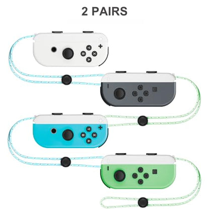 Gepicest Wrist Strap for Joycon 4 Pieces Switch Parts Accessories Controller Attachments Compatible with Joy Con, Dual Joy Remote Comfort Controller Straps White 2 Pairs - color: White