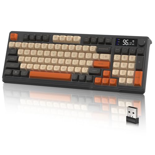 LexonElec M96 Wireless Gaming Keyboard,Knob Control Bluetooth/2.4G Wireless Mechanical Feeling Keyboard,RGB LED Backlit with Display Screen, PBT Keycap,3000mAh, 94-Key Layout for Win/Mac (Shimmer) - color: Shimmer