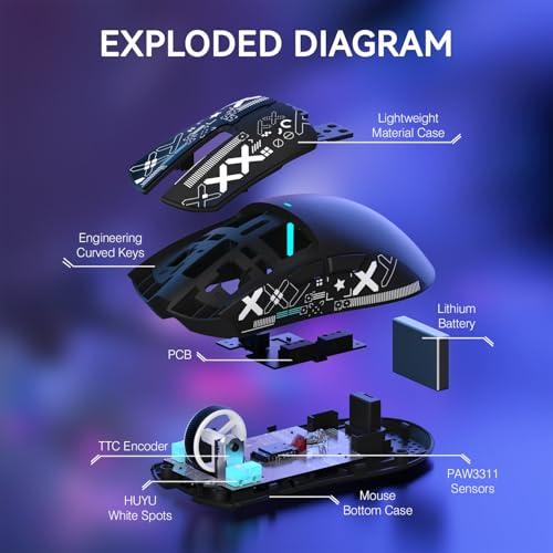 ATTACK SHARK X11 Wireless Gaming Mouse, PAW3311 Sensor, Lightweight, RGB Charging Dock, 22,000 DPI, Tri-Mode Connectivity, 5 Programmable Buttons, Grip Tape Included - Black - color: Black, size: Mouse and Anti-slip sticker