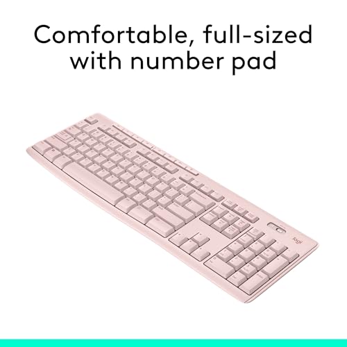 Logitech K270 Full Size Wireless Keyboard for Windows - Rose | Full-size keyboard with number pad, 8 multimedia keys, includes USB-A receiver, 2-year battery, compatible with PC, laptop - color: Rose, size: 1 Pack, style: Keyboard