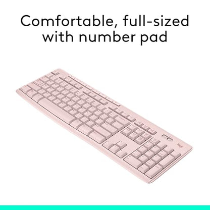 Logitech K270 Full Size Wireless Keyboard for Windows - Rose | Full-size keyboard with number pad, 8 multimedia keys, includes USB-A receiver, 2-year battery, compatible with PC, laptop - color: Rose, size: 1 Pack, style: Keyboard