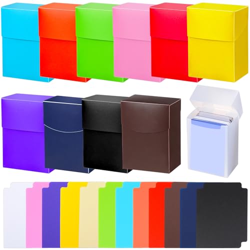 Leyndo 12 Pack TCG Cards Deck Boxes Trading Card Storage Box, Large Capacity with Dividers, Fits 80+ Cards Collectible Games Storage Organizer Cases, Colorful