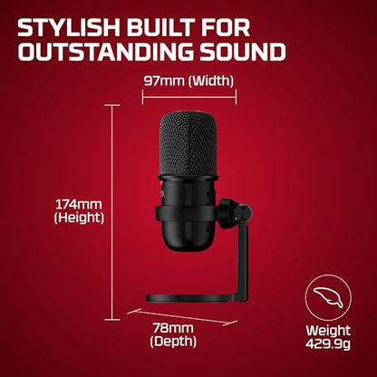 HyperX SoloCast USB Condenser Microphone Tap-to-Mute Sensor Card for Gaming Streaming Podcasts Twitch YouTube Discord - Black (Renewed)