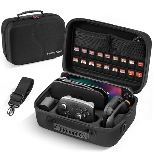 [Upgraded Compact]Carrying Case for Nintendo Switch 2 All in One Case with Dock, Hard Shell Portable Travel Carry Bag for Switch 2, Pro Controller, 18 Game Cards and Other Accessories (Black) - color: Black