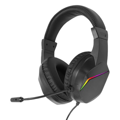 Wired USB Gaming Headset for PC with 7.1 Surround Sound, RGB Lighting Noise Cancelling Mic 40mm Driver Memory Foam Cushion Over Ear Headphone with Mute (Black) - color: Black