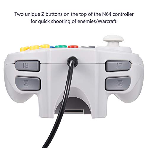KIWITATA Retro N64 Mini Controller, Classic Wired Remote Game Pad Upgraded Joystick Controller for N64 System Video Console (Gray) - color: Grey