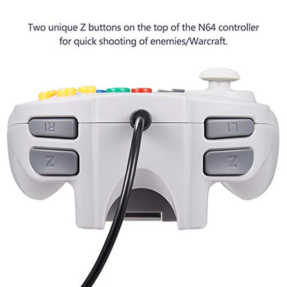 KIWITATA Retro N64 Mini Controller, Classic Wired Remote Game Pad Upgraded Joystick Controller for N64 System Video Console (Gray) - color: Grey
