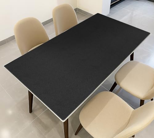 Warmstar Leather Table Cover 24 x48 Inch, 1.8MM Thick PVC Table Protector Waterproof, Desk Cover Protector Non-Slip Table Pad for Kitchen, Dresser, Gaming Desk,Dining Room Table - color: Black, size: 24x48 Inch